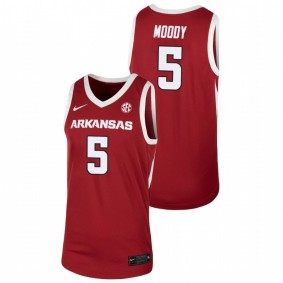 Men's Arkansas Razorbacks 2021 #5 Cardinal Moses Moody Team Basketball Jersey