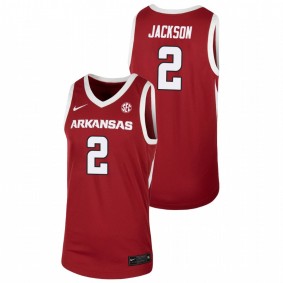 Men's Arkansas Razorbacks 2021 #2 Cardinal Vance Jackson Team Basketball Jersey