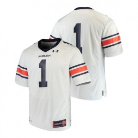 Male Auburn Tigers Under Armour #1 White College Football Team Replica Jersey