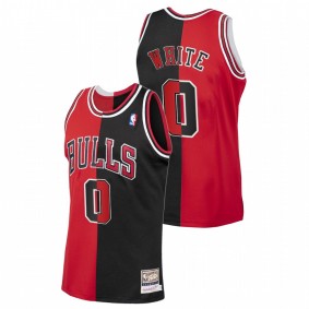 Coby White Chicago Bulls Black Red Split Vintage Jersey