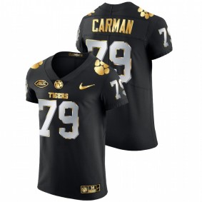 Men's Clemson Tigers Jackson Carman Black Golden Edition Authentic Jersey