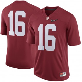 Men's Alabama Crimson Tide #16 Crimson 2016 College Football Playoff Game Jersey