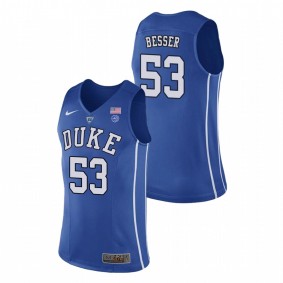 Men's Duke Blue Devils College Basketball #53 Royal Brennan Besser Authentic Performace Jersey