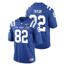 Male Duke Blue Devils College Football #82 Chris Taylor Royal 2018 Independence Bowl Game Jersey