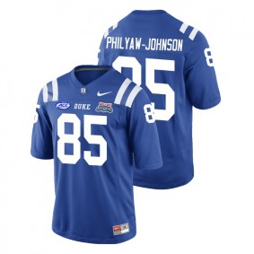 Male Duke Blue Devils College Football #85 Damond Philyaw-Johnson Royal 2018 Independence Bowl Game Jersey