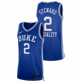 Men's Duke Blue Devils DJ Steward #2 Blue Equality Social Justice Authentic Limited Basketball Jersey