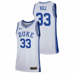 Men's Duke Blue Devils #33 White Grant Hill Basketball Nike Replica Jersey