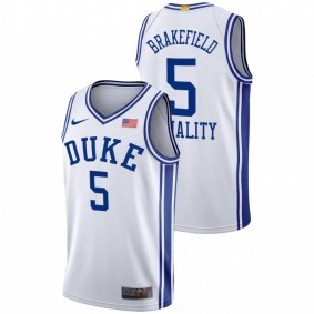 Men's Duke Blue Devils Jaemyn Brakefield #5 White Equality BLM Social Justice Basketball Jersey