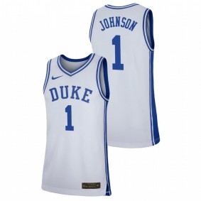 Men's Duke Blue Devils #1 White Jalen Johnson Basketball Nike Replica Jersey