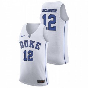 Men's Duke Blue Devils College Basketball #12 White Javin DeLaurier Authentic March Madness Jersey