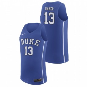 Men's Duke Blue Devils College Basketball #13 Royal Joey Baker Authentic March Madness Jersey