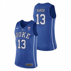 Men's Duke Blue Devils College Basketball #13 Royal Joey Baker Authentic Performace Jersey