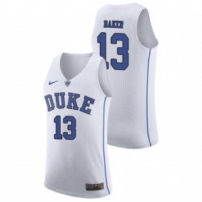 Men's Duke Blue Devils College Basketball #13 White Joey Baker Authentic March Madness Jersey