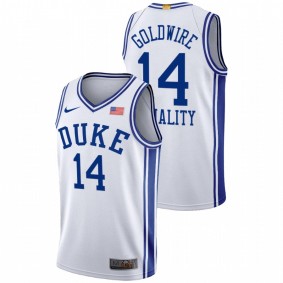 Men's Duke Blue Devils Jordan Goldwire #14 White Equality BLM Social Justice Basketball Jersey