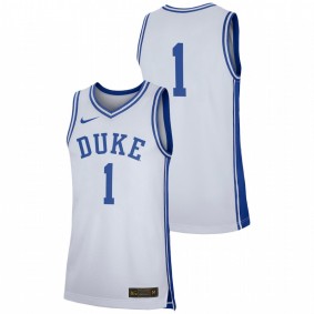 Men's Duke Blue Devils College Basketball #1 White Replica Jersey