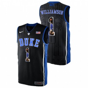 Men's Duke Blue Devils College Basketball #1 Black Zion Williamson Player Art Jersey