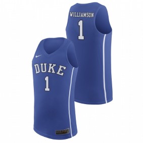 Men's Duke Blue Devils College Basketball #1 Royal Zion Williamson Authentic March Madness Jersey