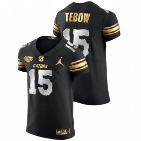 Men's Florida Gators Tim Tebow Black Golden Edition Authentic Jersey