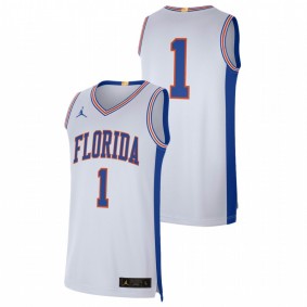 Men's Florida Gators College Baketball #1 White Retro Limited Jersey