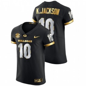 Men's Georgia Bulldogs Kearis Jackson #10 Black Golden Edition Authentic Jersey