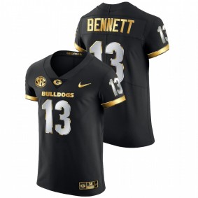 Men's Georgia Bulldogs Stetson Bennett #13 Black Golden Edition Authentic Jersey