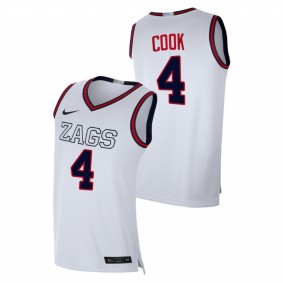 Men's Gonzaga Bulldogs 2021 #4 White Aaron Cook Swingman College Basketball Jersey