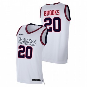 Men's Gonzaga Bulldogs 2021 #20 White Colby Brooks Swingman College Basketball Jersey