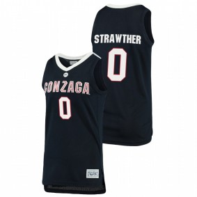 Men's Gonzaga Bulldogs 2021 #0 Navy Julian Strawther Original Retro Brand Alumni Basketball Jersey