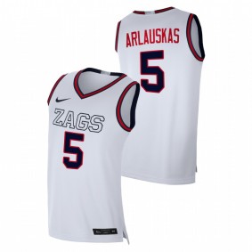 Men's Gonzaga Bulldogs 2021 #5 White Martynas Arlauskas Swingman College Basketball Jersey