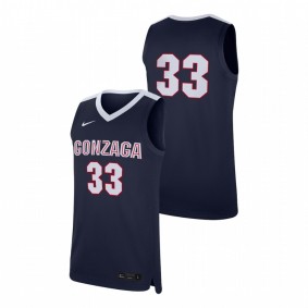 Men's Gonzaga Bulldogs College Basketball #33 Navy Replica Jersey