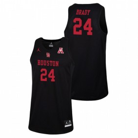 Men's Houston Cougars College Basketball #24 Black Breaon Brady Replica Jordan Brand Jersey