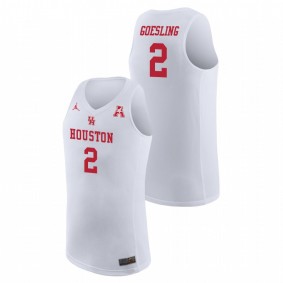 Men's Houston Cougars College Basketball #2 White Landon Goesling Replica Jordan Brand Jersey