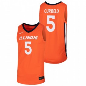 Men's Illinois Fighting Illini #5 Orange Andre Curbelo College Basketball Nike Replica Jersey