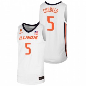 Men's Illinois Fighting Illini #5 White Andre Curbelo College Basketball Nike Replica Jersey