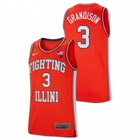 Jacob Grandison Illinois Fighting Illini Orange College Basketball Retro Nike Jersey