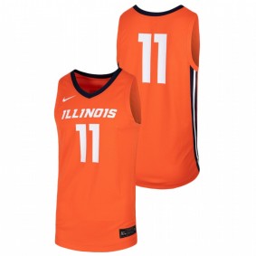 Men's Illinois Fighting Illini College Basketball #11 Orange Nike Replica Jersey