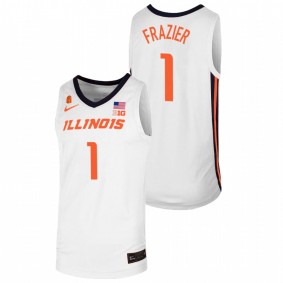 Men's Illinois Fighting Illini #1 White Trent Frazier College Basketball Nike Replica Jersey