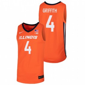 Zach Griffith Illinois Fighting Illini Orange College Basketball Jersey