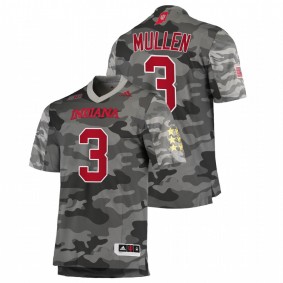 Men's Indiana Hoosiers Tiawan Mullen #3 Gray College Football Salute To Service Jersey