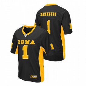 Men's Iowa Hawkeyes #1 Black Max Power Football Jersey