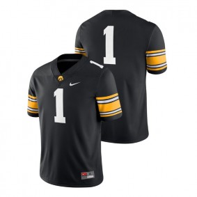 Male Iowa Hawkeyes Nike #1 Black Wes Dvorak College Football 2018 Game Jersey