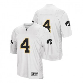 Male Iowa Hawkeyes Authentic #4 White College Football Colosseum Jersey