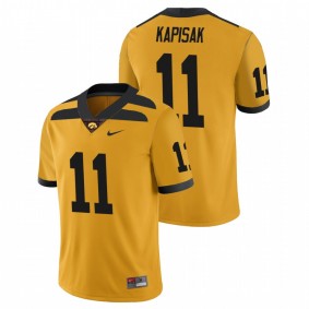 Men's Iowa Hawkeyes Connor Kapisak #11 Gold College Football Alternate Game Jersey