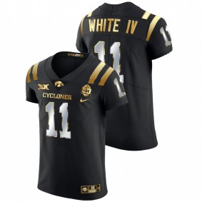 Men's Iowa State Cyclones Lawrence White IV Black 2021 Fiesta Bowl Golden Edition Jersey