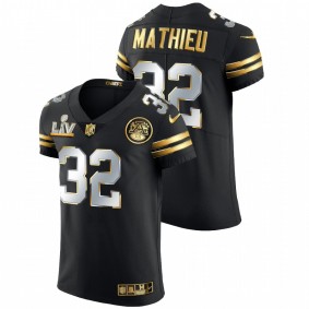 Men's Kansas City Chiefs Tyrann Mathieu Black Super Bowl LV Golden Elite Jersey