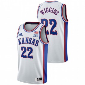 Men's Kansas Jayhawks Andrew Wiggins White College Basketball 1990s Throwback Jersey