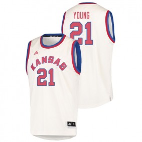 Male Kansas Jayhawks College Basketball #21 Cream Clay Young Hardwood Classics Jersey