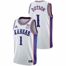 Men's Kansas Jayhawks Devon Dotson White College Basketball 1990s Throwback Jersey