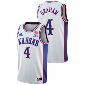 Men's Kansas Jayhawks Devonte' Graham White College Basketball 1990s Throwback Jersey