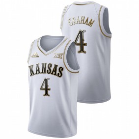 Devonte' Graham Kansas Jayhawks White College Basketball Golden Limited Jersey